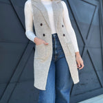 Sleeveless Cardigan Vest Coat-Oatmeal - Infinity Raine