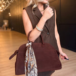 Suede Nubuck Tote Bag In Brown - Infinity Raine