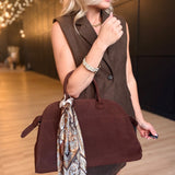 Suede Nubuck Tote Bag In Brown - Infinity Raine