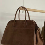 Suede Nubuck Tote Bag In Brown - Infinity Raine