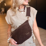 Suede Westlyn Woven Bum Bag In Suede Chocolate - Infinity Raine