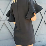 Rica Suave Bell Sleeve Mini Dress-Black - Infinity Raine