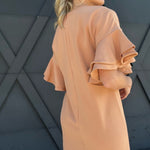 Rica Suave Bell Sleeve Mini Dress-Camel - Infinity Raine
