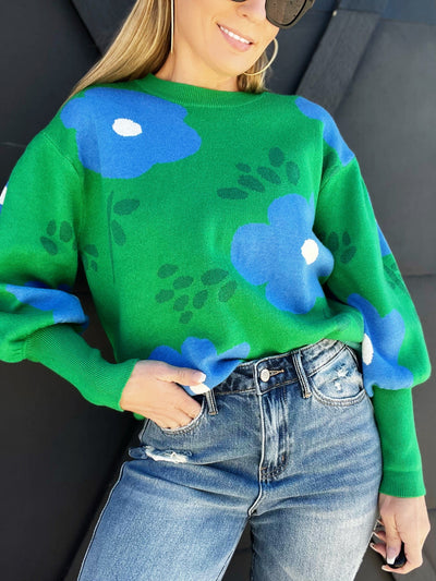 Fresh Pick Puff Sleeve Sweater-Kelly Green - Infinity Raine