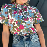 Avitall Floral Classic Ruffle Top-Dusty Olive - Infinity Raine