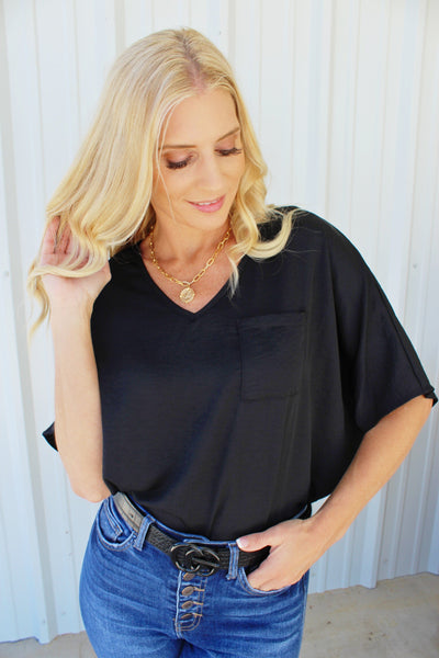 Loose Fit Tunic Top-Black - Infinity Raine