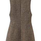 Woolen V-neck Mini Dress In Brown - Infinity Raine
