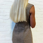 SUNDAYUP DRESSES Woolen V-neck Mini Dress In Brown