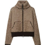 SUNDAYUP Outerwear - Jackets & Coats Faux Fur Combination Knit Bomber Jacket In Brown