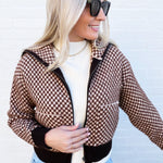 SUNDAYUP Outerwear - Jackets & Coats Faux Fur Combination Knit Bomber Jacket In Brown