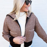 SUNDAYUP Outerwear - Jackets & Coats Faux Fur Combination Knit Bomber Jacket In Brown