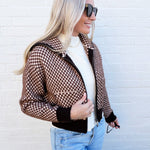 SUNDAYUP Outerwear - Jackets & Coats Faux Fur Combination Knit Bomber Jacket In Brown