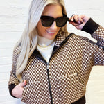 SUNDAYUP Outerwear - Jackets & Coats Faux Fur Combination Knit Bomber Jacket In Brown