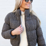 SUNDAYUP Outerwear - Jackets & Coats Woolen Cropped Puffer Jacket In Brown