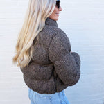 SUNDAYUP Outerwear - Jackets & Coats Woolen Cropped Puffer Jacket In Brown