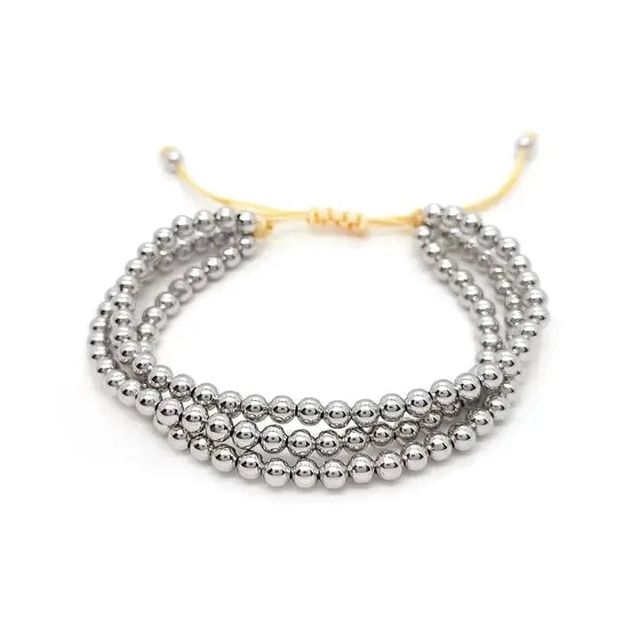 Beaded Bracelet Stack in Silver - Infinity Raine
