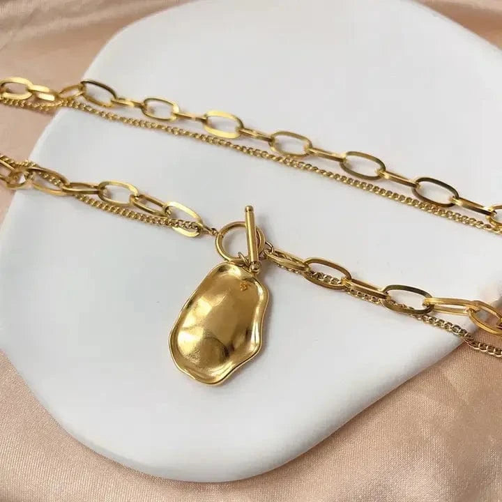 Layered Paperclip Pendant Necklace In Gold - Infinity Raine