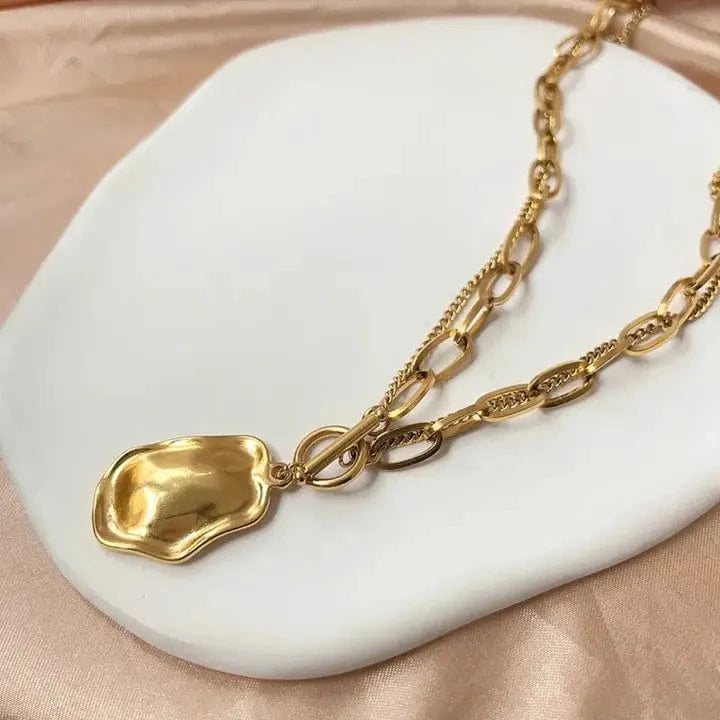 Layered Paperclip Pendant Necklace In Gold - Infinity Raine