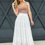 Tiered Maxi Skirt In Ivory - Infinity Raine