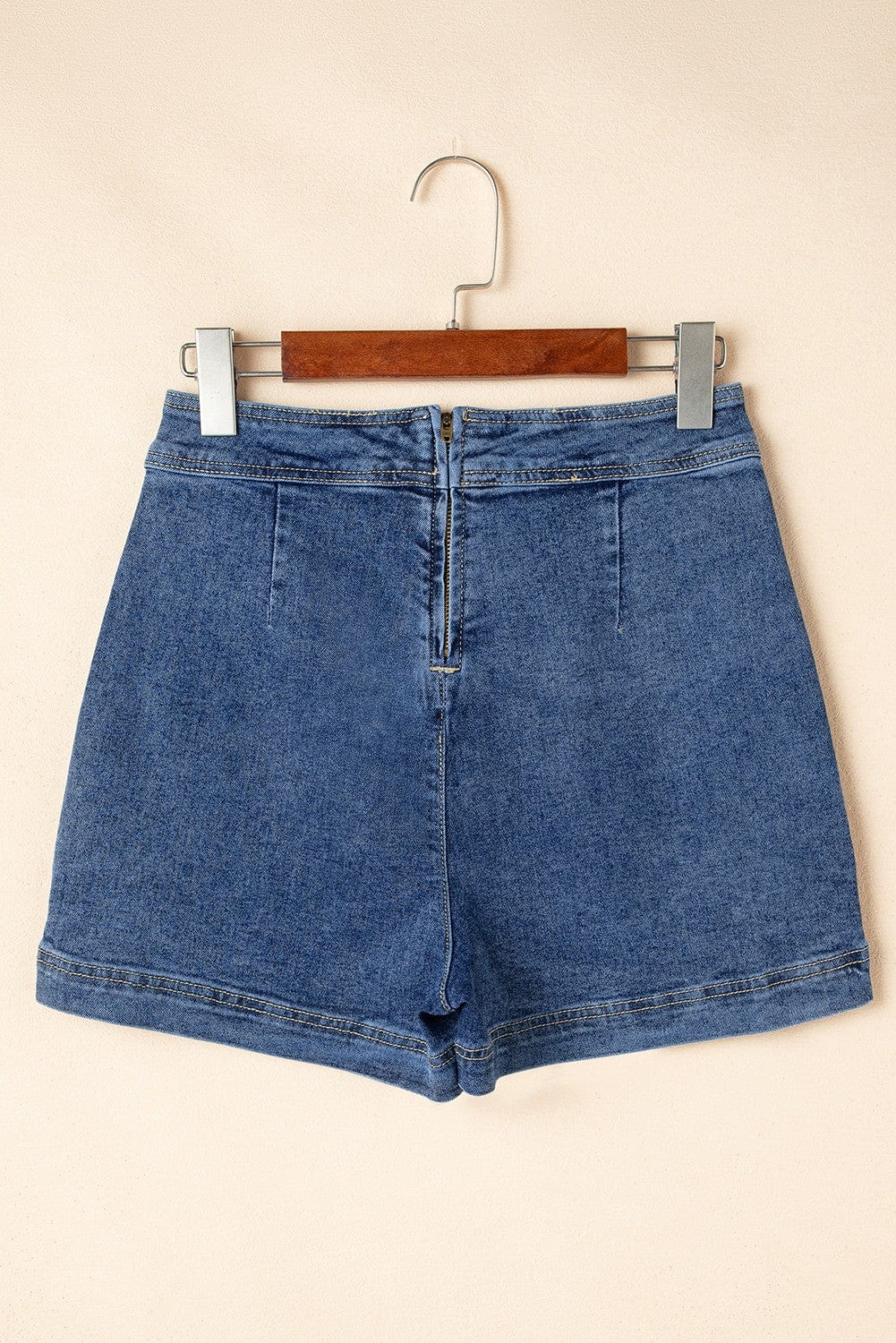 Faux Wrap Mini Skort In Denim - Infinity Raine