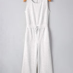 Sleeveless Drawstring Jumpsuit In Light Grey - Infinity Raine