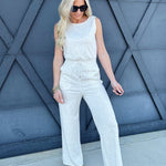 Sleeveless Drawstring Jumpsuit In Light Grey - Infinity Raine