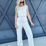 Sleeveless Drawstring Jumpsuit In Light Grey - Infinity Raine