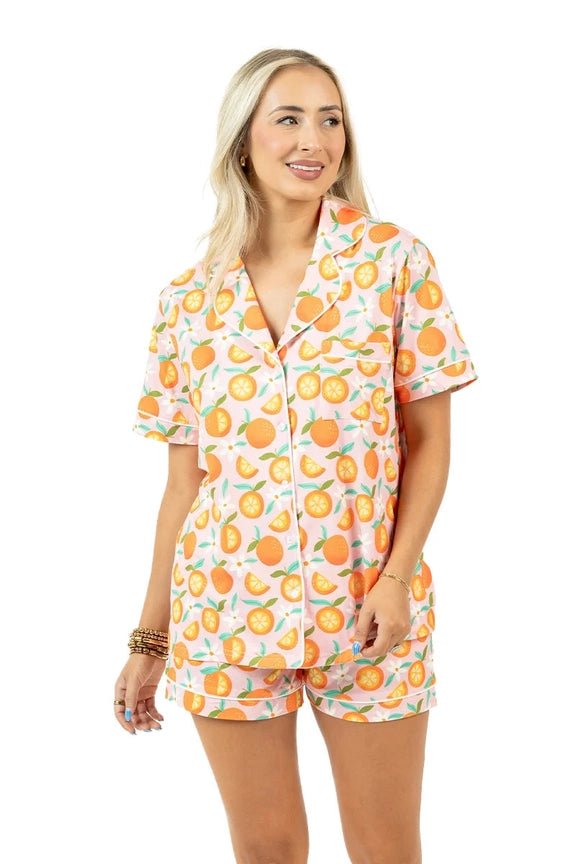 Sweet Orange Loungewear Short Set In Pink - Infinity Raine