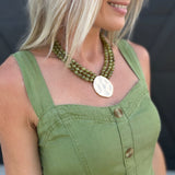 Sweetheart Neckline Sleeveless Button Detail Midi Dress in Kiwi Green - Infinity Raine