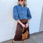 TABA Bottoms - Skirts Bias Cut Satin Skirt In Coffee