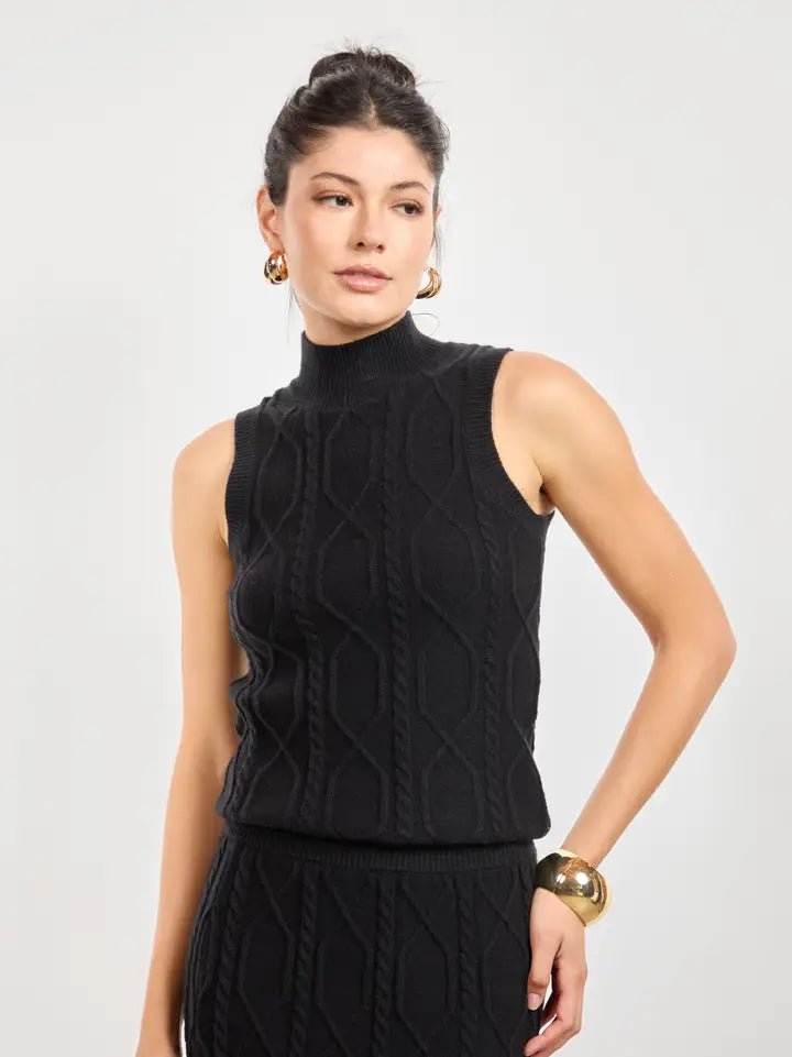 Tabitha Sweater Tank In Black - Infinity Raine
