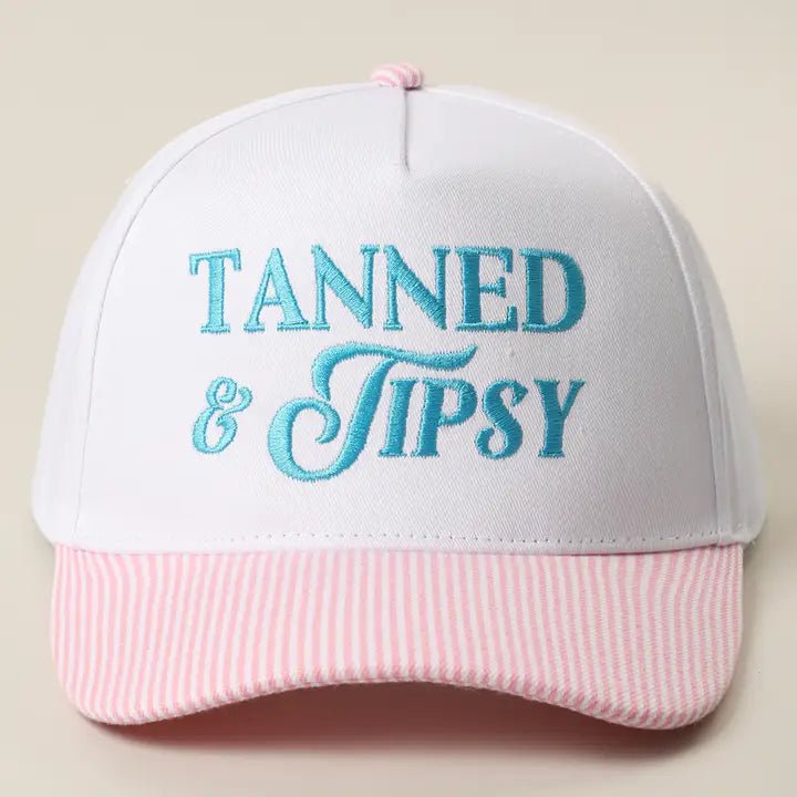 Tanned & Tipsy Embroidered Trucker Hat In Pink - Infinity Raine