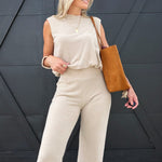 Teacake Knit Pant In Heather Taupe - Infinity Raine