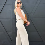 Teacake Knit Pant In Heather Taupe - Infinity Raine