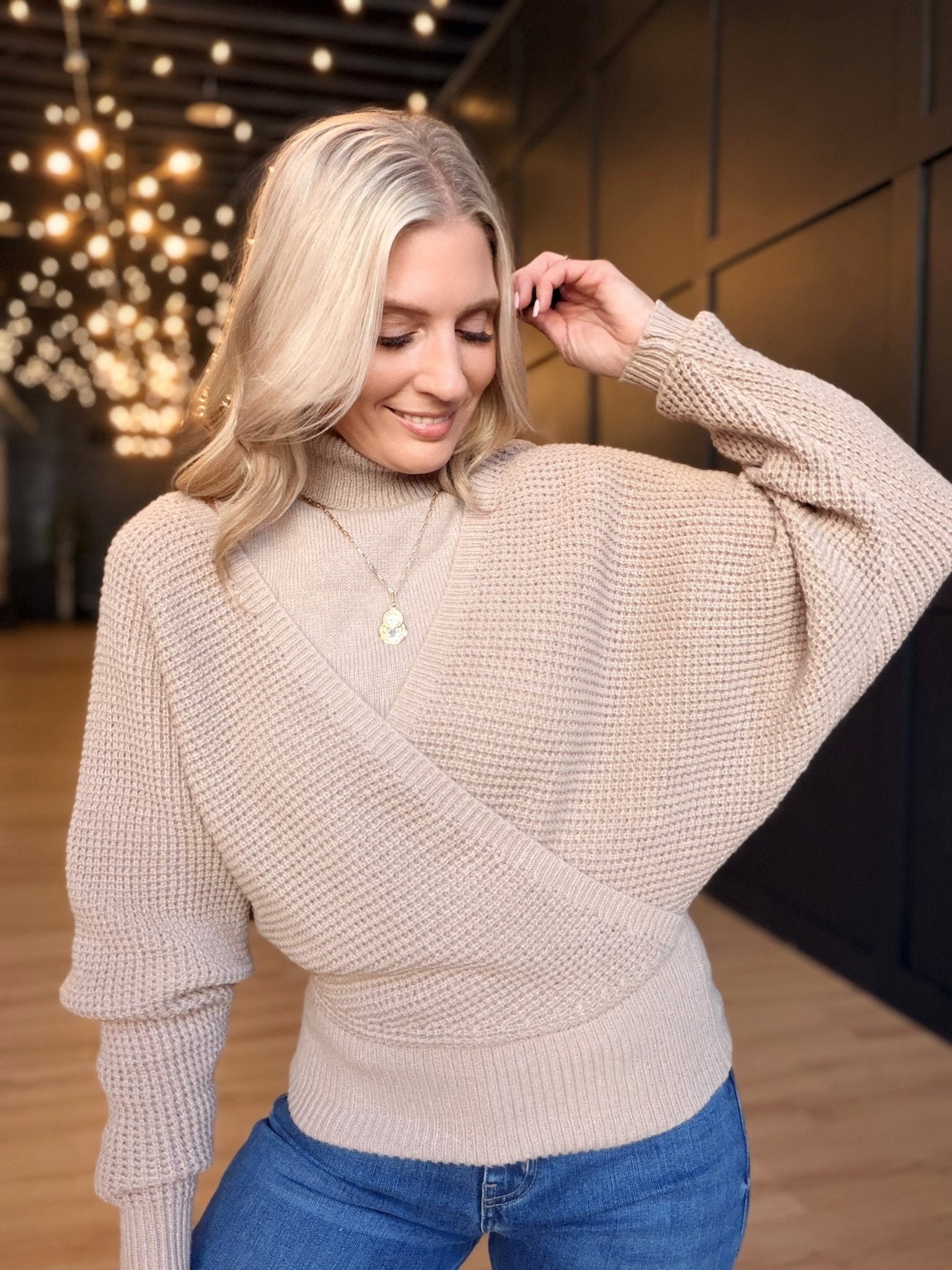 Teagan Two Piece Sweater In Oatmeal - Infinity Raine