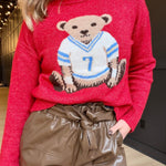 Teddy Bear Sweater In Red - Infinity Raine