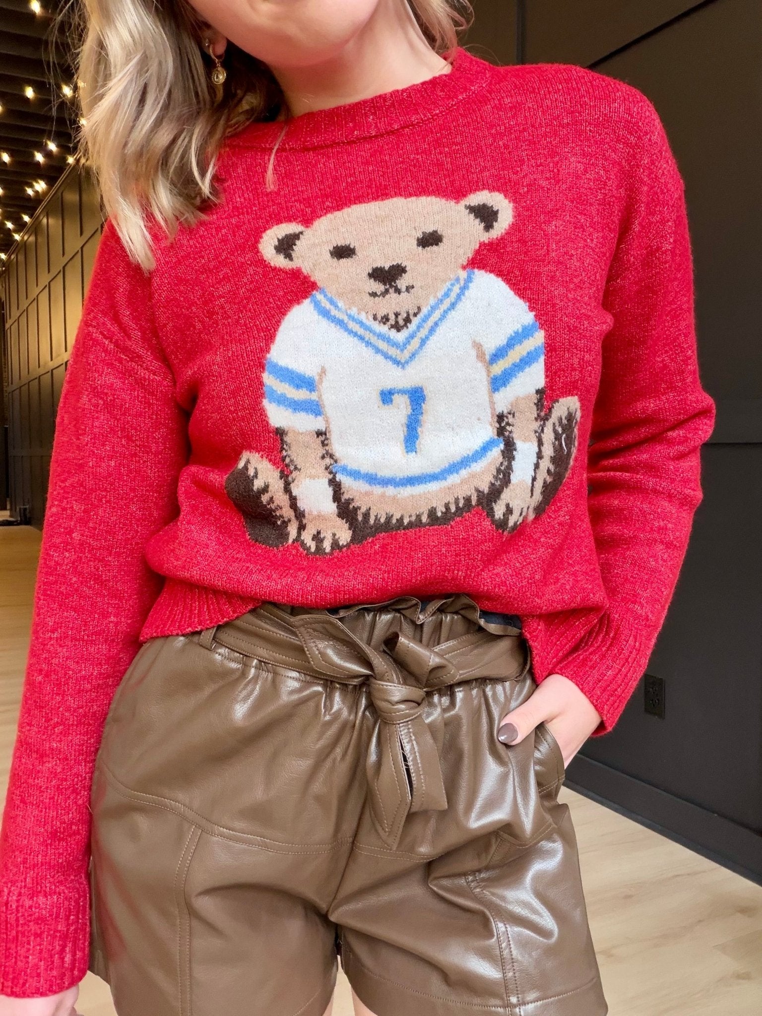Teddy Bear Sweater In Red - Infinity Raine