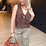 Tender Days Faux Suede Vest In Brown - Infinity Raine