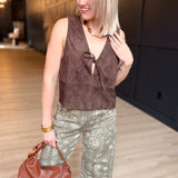 Tender Days Faux Suede Vest In Brown - Infinity Raine