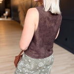 Tender Days Faux Suede Vest In Brown - Infinity Raine