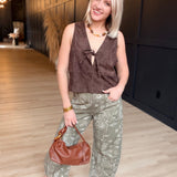 Tender Days Faux Suede Vest In Brown - Infinity Raine
