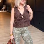 Tender Days Faux Suede Vest In Brown - Infinity Raine