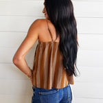 Terra Rose Button Front Cami In Camel Brown - Infinity Raine