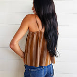 Terra Rose Button Front Cami In Camel Brown - Infinity Raine