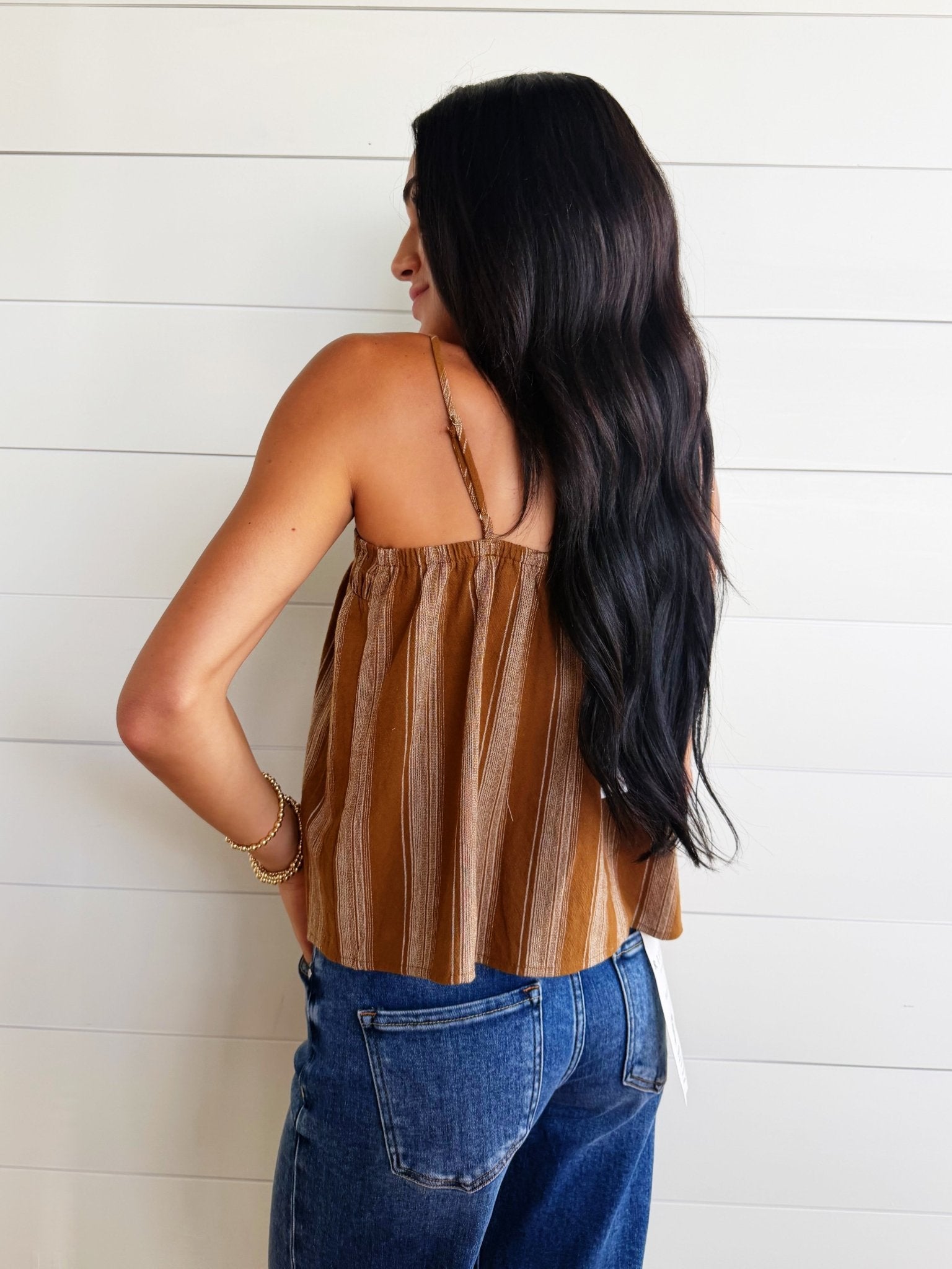Terra Rose Button Front Cami In Camel Brown - Infinity Raine