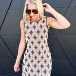 Textured Geometric Sleeveless Mini Dress In Chocolate Brown - Infinity Raine