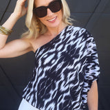 Textured Slouchy One Shoulder Top In Black - Infinity Raine