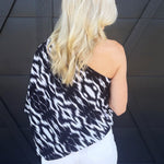 Textured Slouchy One Shoulder Top In Black - Infinity Raine