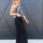 Textured Slouchy One Shoulder Top In Black - Infinity Raine