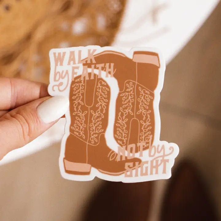 Walk By Faith Cowboy Boot Sticker - Infinity Raine